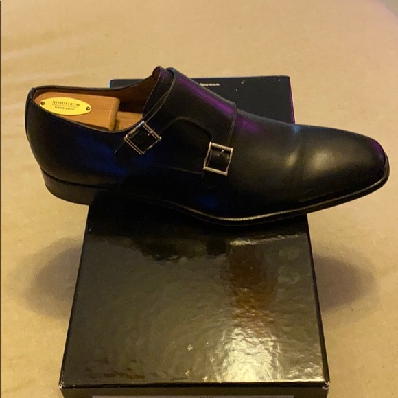 Black Mock Strap Magnanni Shoes - Picture 2 of 4